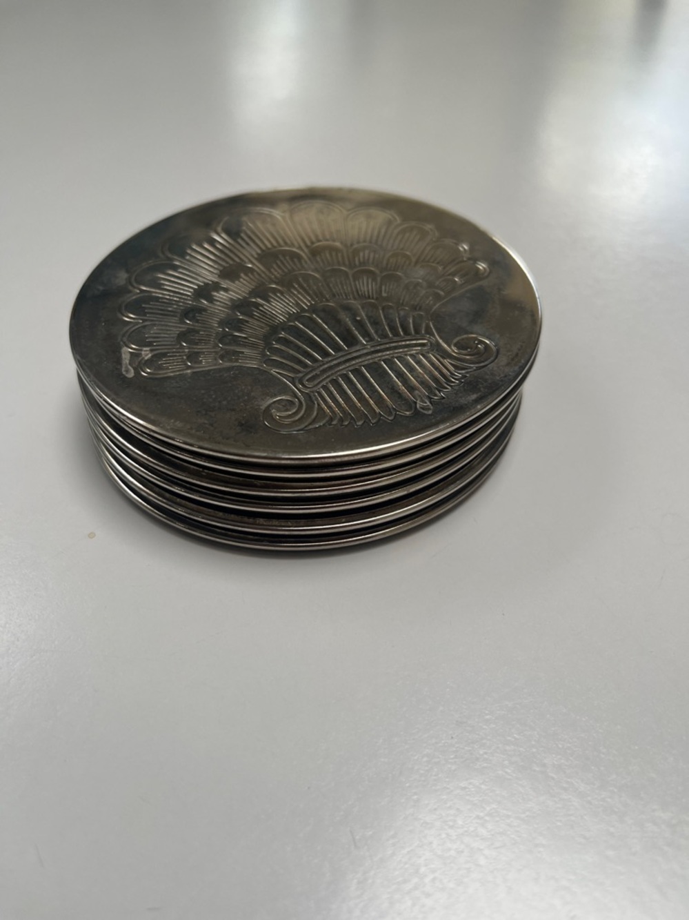 Set of 6 Silver plated Decorative Shell Coasters - Home Accents - Picture 5 of 6